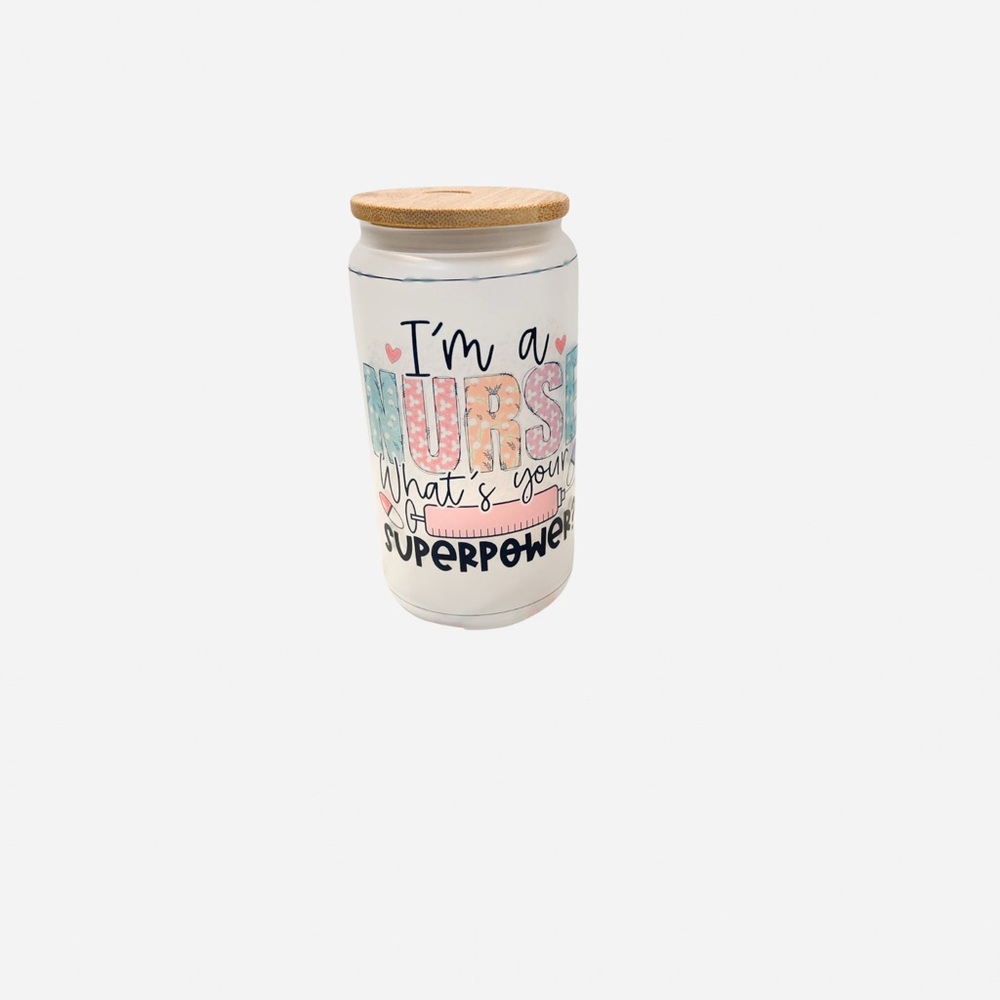 Nurse Superpower Glass Jar with Bamboo Lid